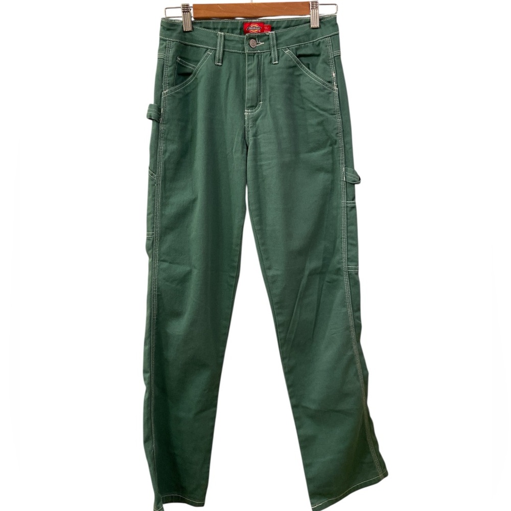 Dickies Jeans Painter Pants Green Multiple Pockets Denim Casual Girls SZ 0/24